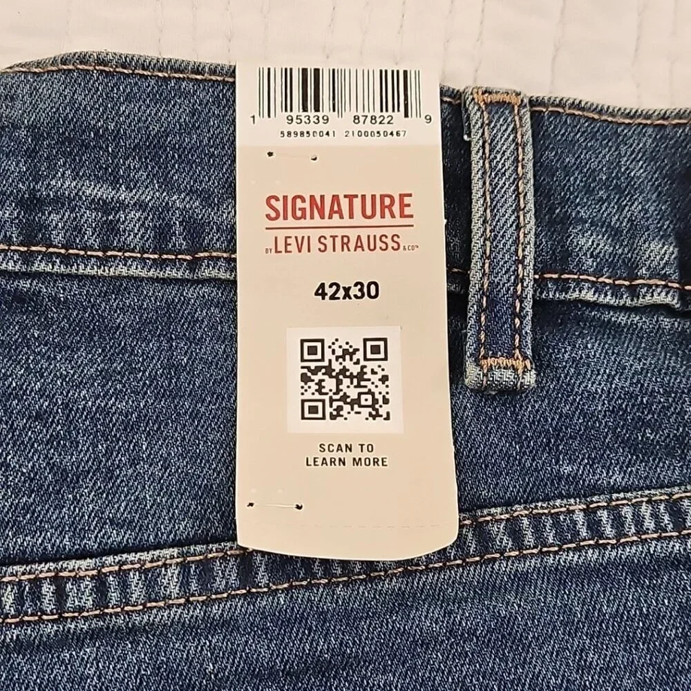 NEW Levi's Signature Series Jeans Men's‎ 42x30 Medium Wash Stretch Denim Relaxed
